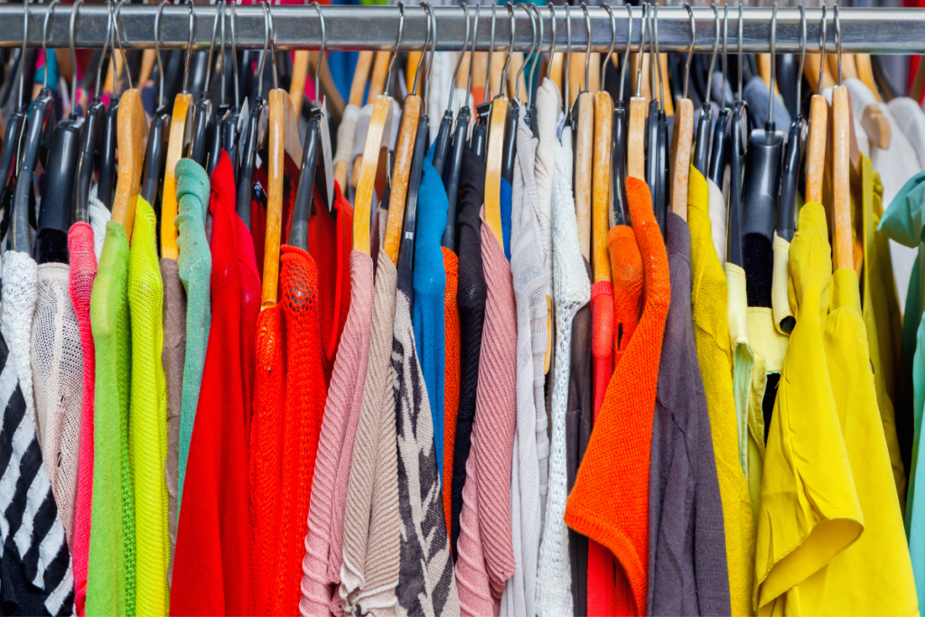 Image of brightly coloured clothes for the elderly