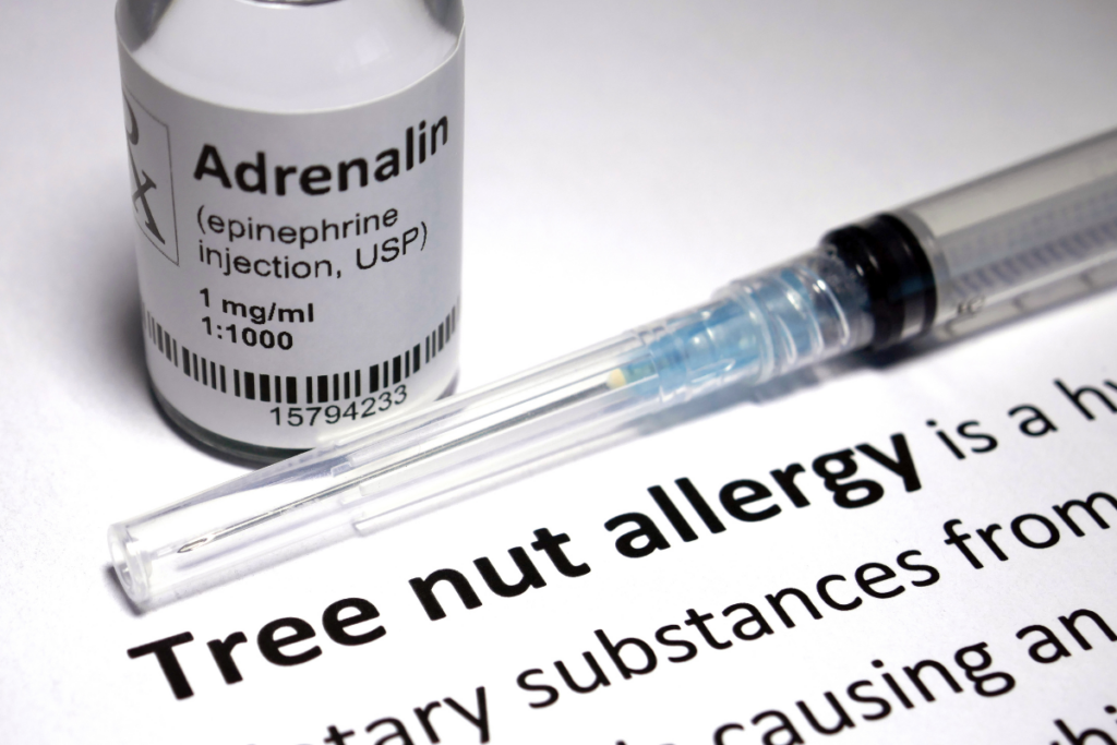 Image of an epipen to treat nut allergies in the elderly